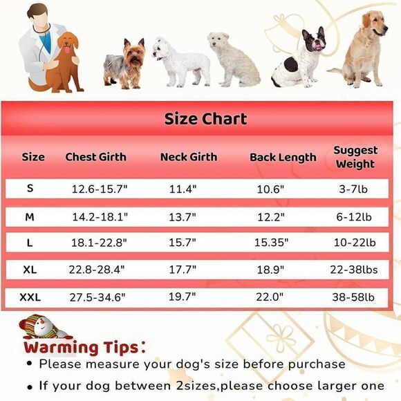 Dog Onesie Christmas Pet Pajamas, Dogs Recovery Suit for Dogs - Picture 8 of 8